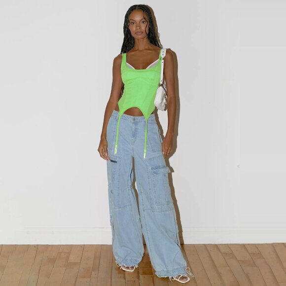 NWT Urban Outfitters Out From Under Double Take Garter Belt Corset Green Small - Picture 3 of 9